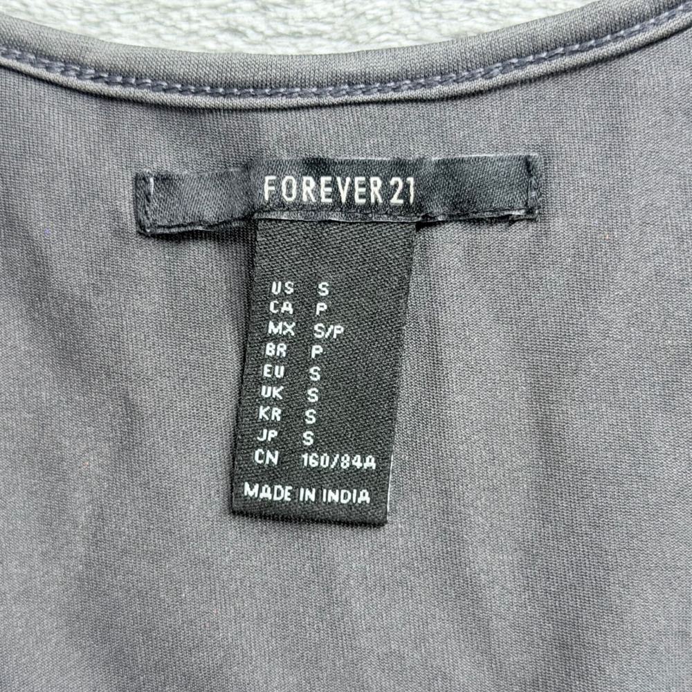 Forever 21 Sequin Crop Tank Top Small Gray Y2K Mesh Overlay Iridescent Shimmer - Picture 5 of 9